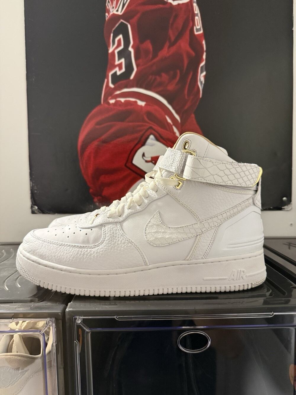 Nike Air Force 1 High Just Don White Gold Premium Leather Size 13